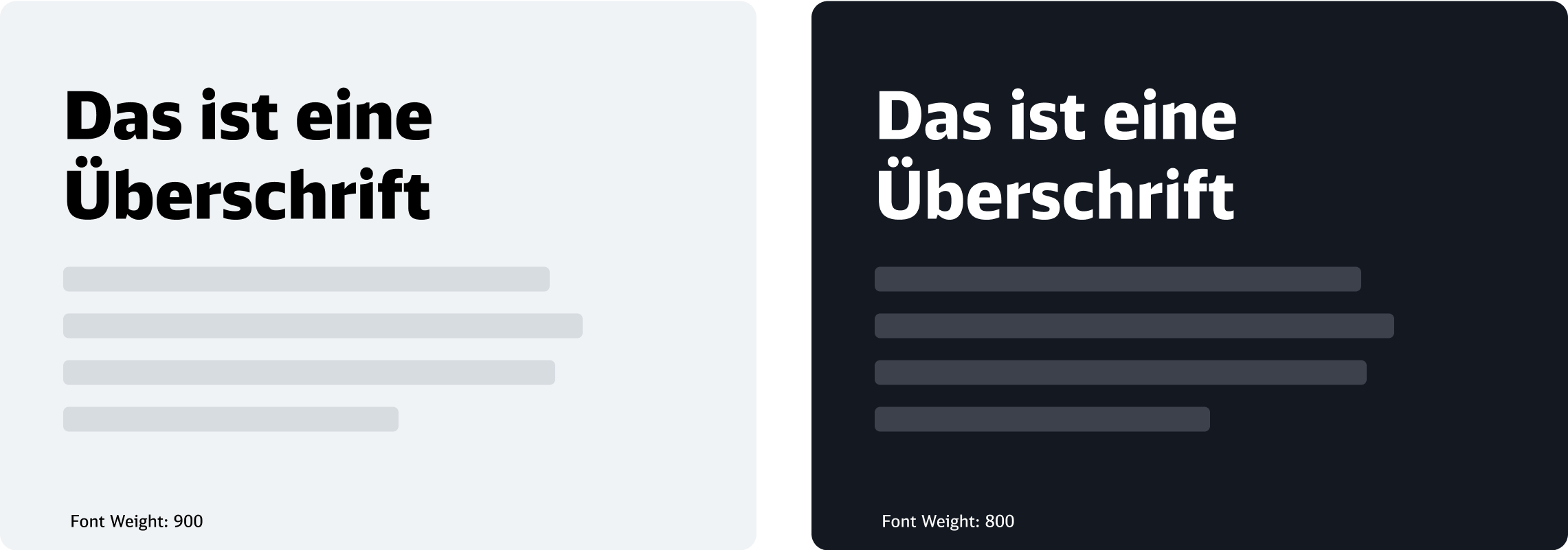 Vergleich von Überschriften im Light- und Darkmode