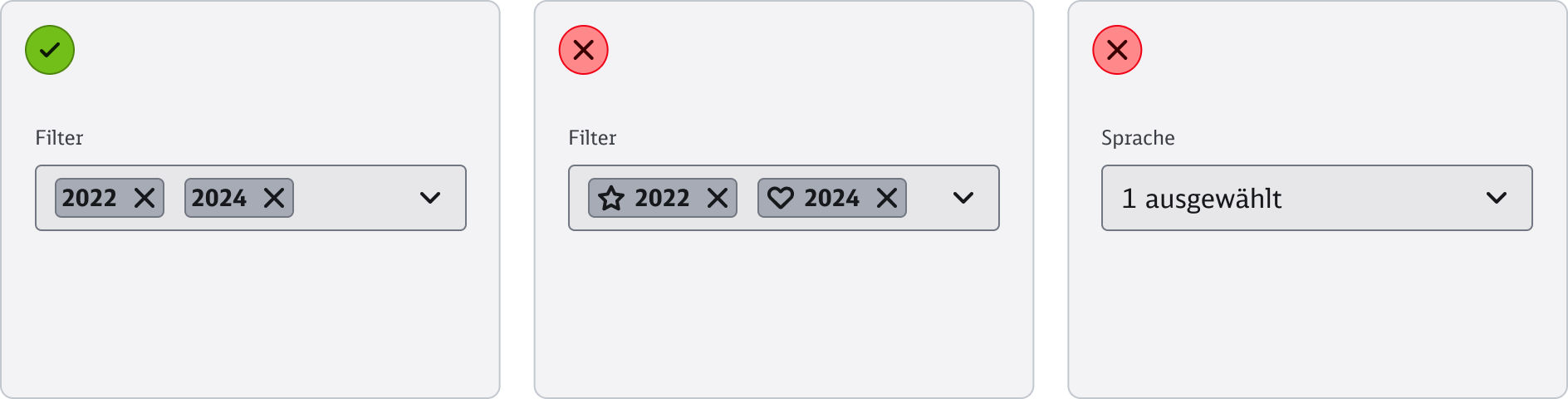Custom Select - Content - Ausgewählte Optionen