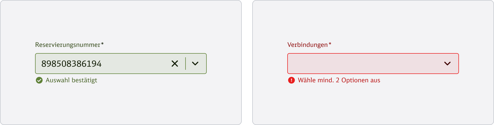 Custom Select - Content - Validierung