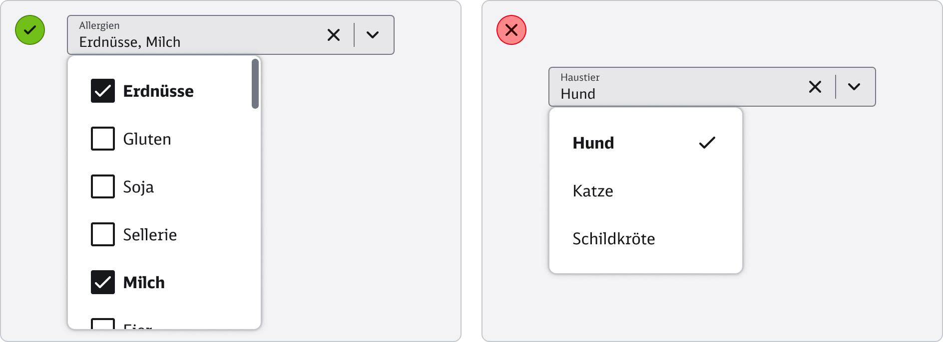 Custom Select - Content - vs. Radio Checkbox
