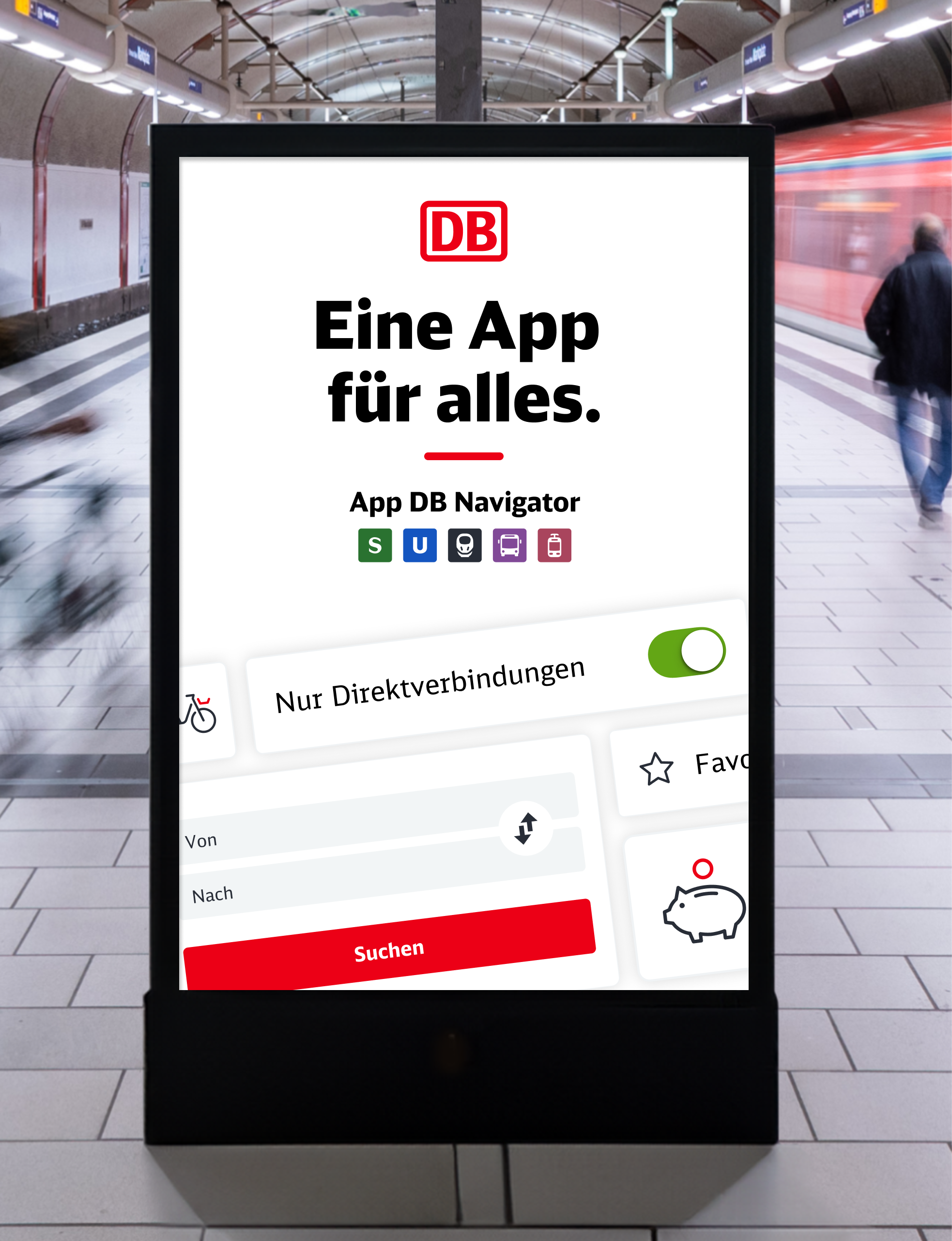 Beispiel eines Werbedisplays am Bahnsteig