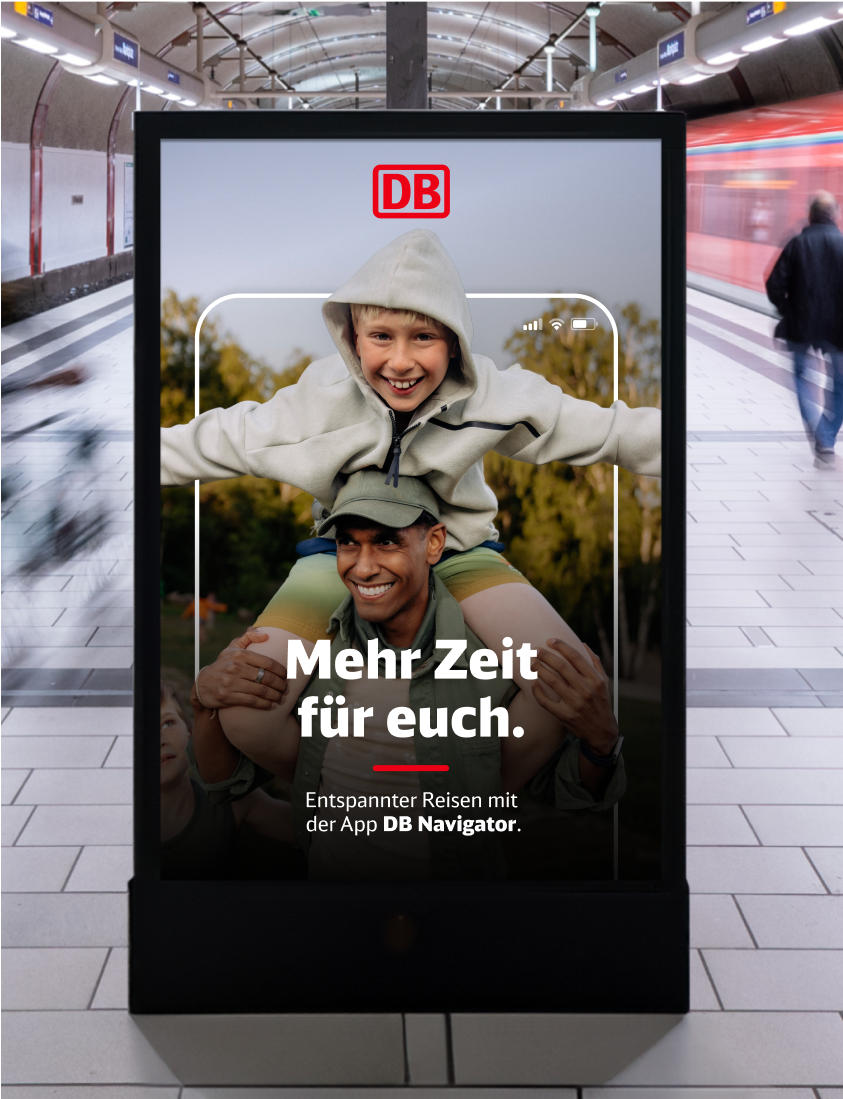 Beispielbild auf Werbebildschirm am Bahnsteig